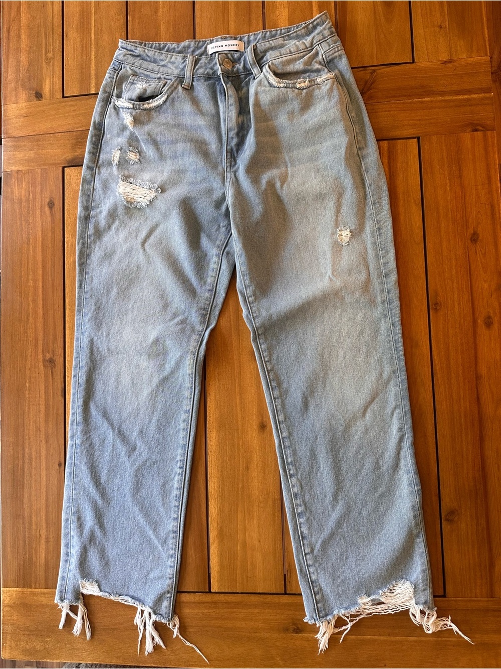 Flying Monkey Light Blue Distressed Boyfriend Jeans